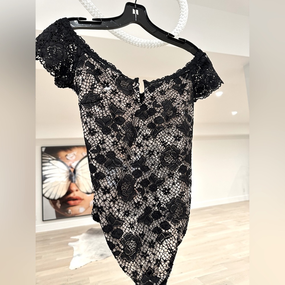 Victoria Secret Black Thong lingerie style bodysuit size Small Petite- New